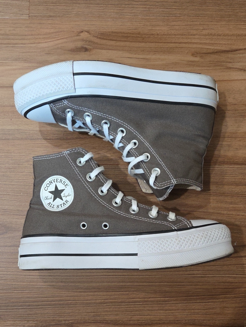 Converse Chuck Taylor All Star Platform High Top Sneakers - Taupe Canvas